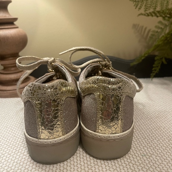 Johnston and Murphy Sneakers Champagne Glitter Fabric and Leather Size 7 - Picture 6 of 11